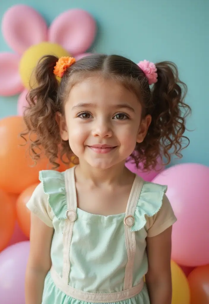 31 Haircut Curly Hair Styles to Embrace Your Curls - 22. Curly Pigtails