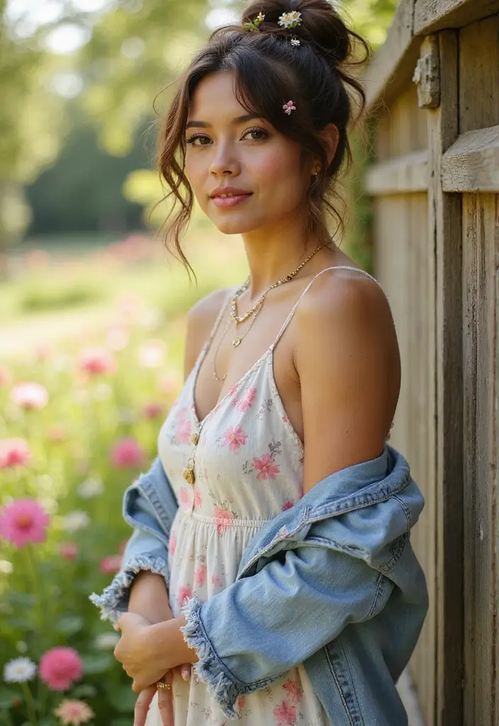 31 Haircut Ideas That Suit Every Face Shape - 17. Messy Bun with Curly Strands for Oval Faces