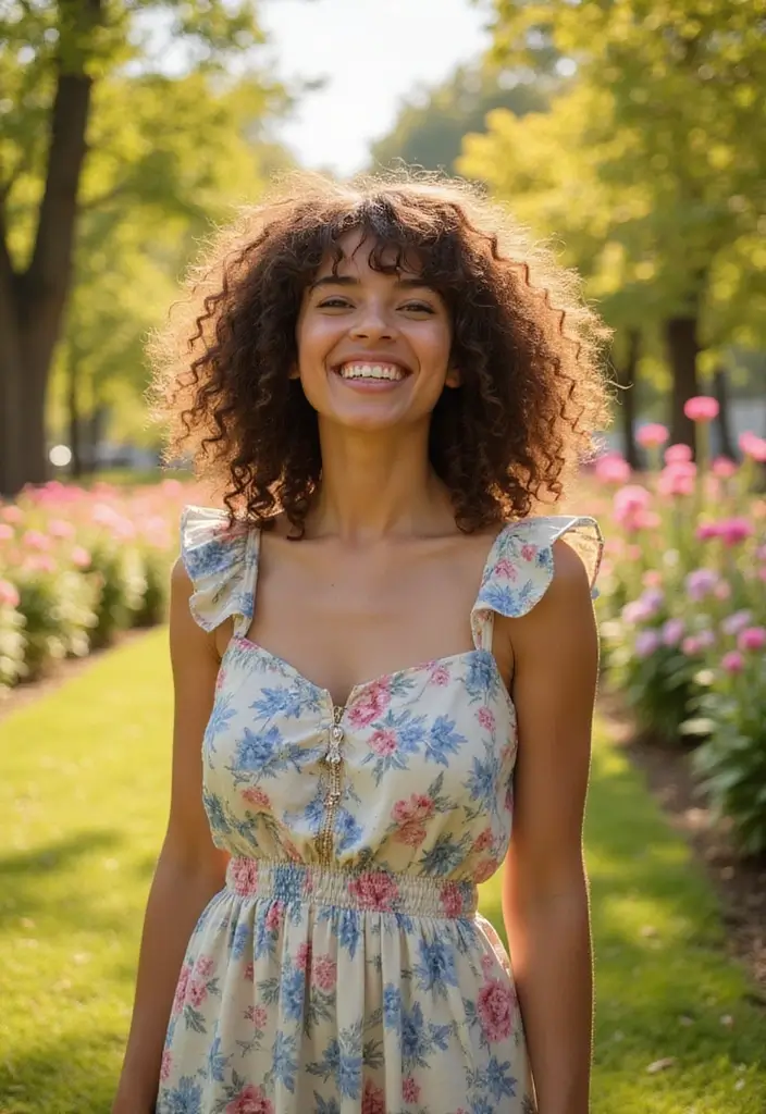 31 Haircut Ideas That Suit Every Face Shape - 6. Curtain Bangs with Curls for Oval Faces