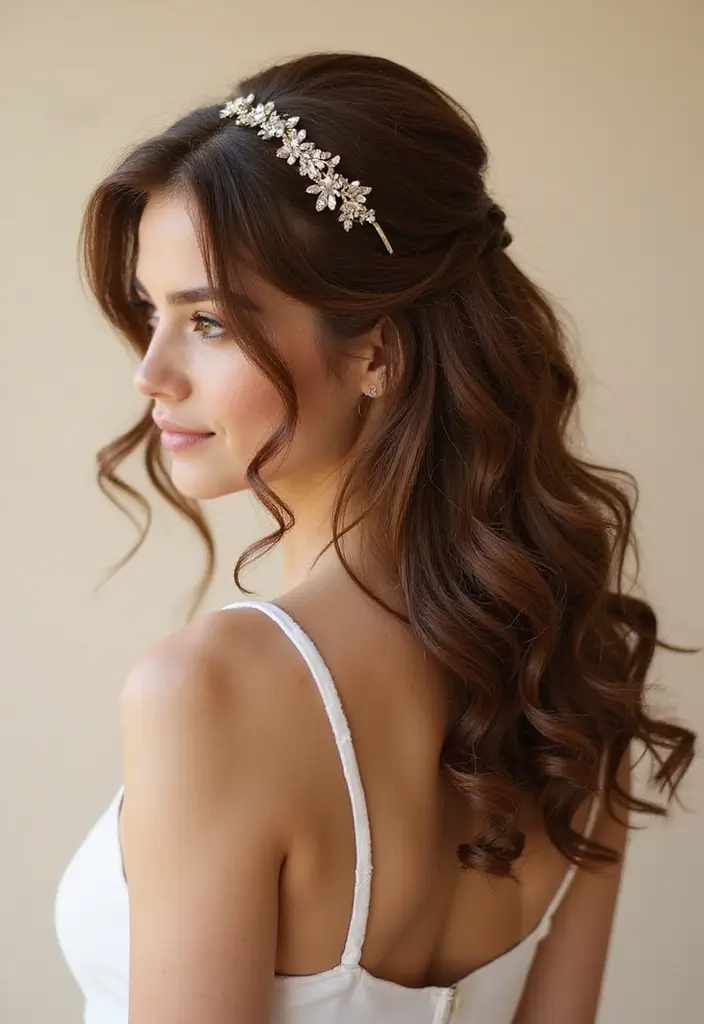 31 Haircut Thick Hair Styles to Manage Volume - 12. Half-Up, Half-Down Style