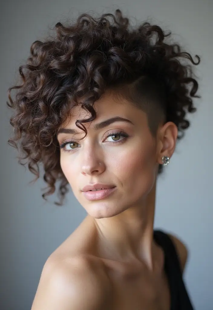 31 Haircut Thick Hair Styles to Manage Volume - 17. Curly Hair with Undercut