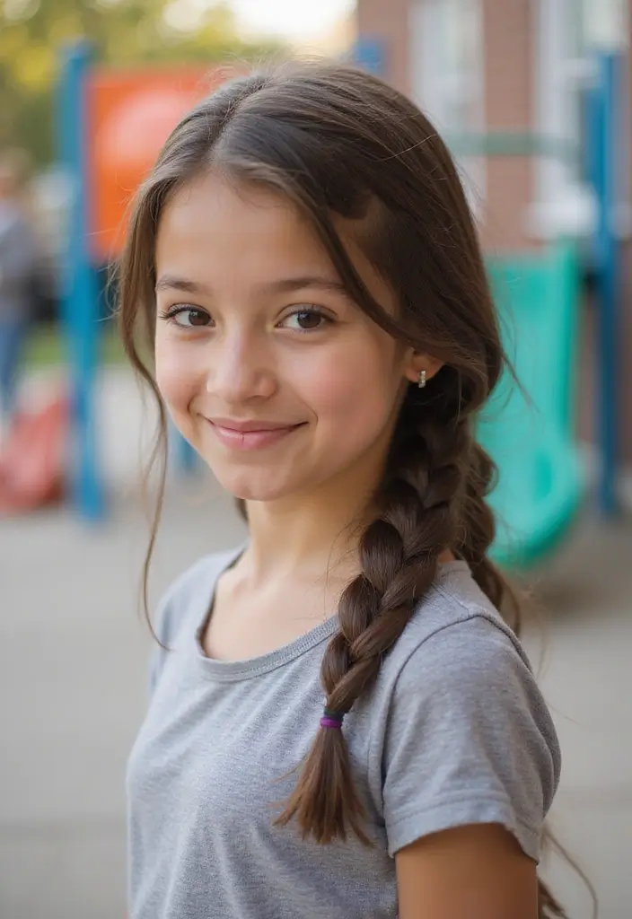 31 Hairstyles for Thin Hair Kids That Are Cute - 14. Easy Sleek Braid