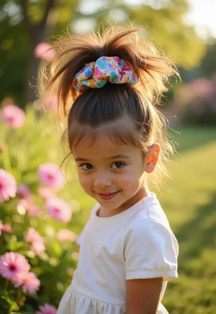 31 Hairstyles for Thin Hair Kids That Are Cute - 3. High Ponytail with a Twist