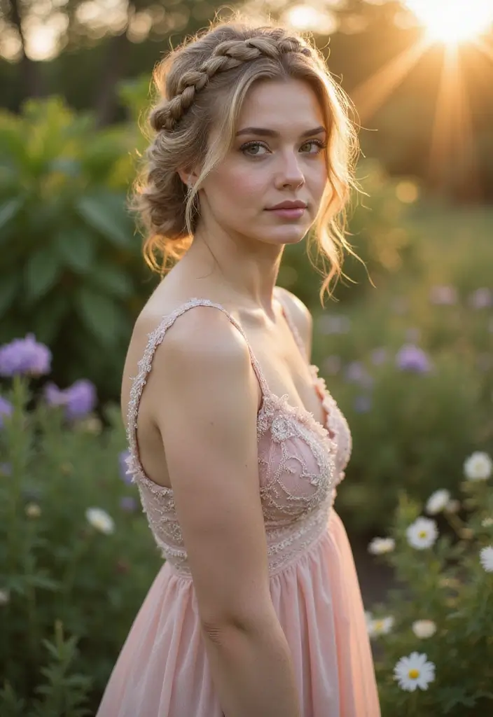 31 Hairstyles with Curled Hair for Glamorous Looks - 28. Vintage Crown Braid with Curls