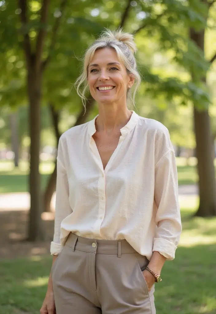 31 Medium Length Gray Hairstyles to Try Now - 17. Messy Bun