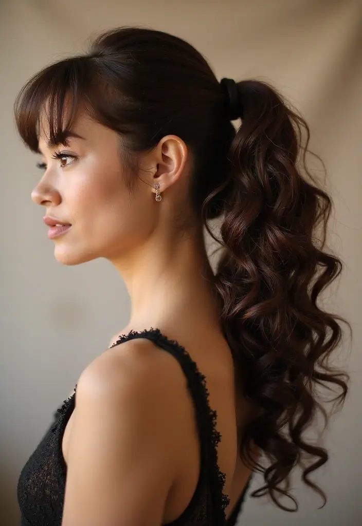 31 Mid Length Haircut Styles You’ll Want to Try - 5. Curly Ponytail