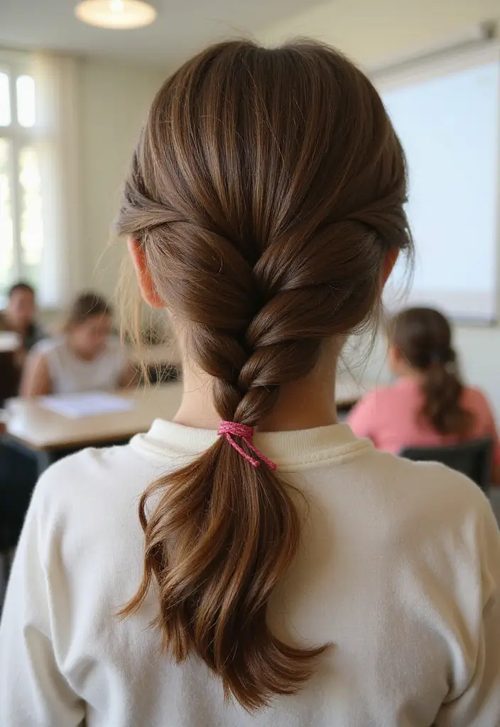 31 School-Friendly Hairstyles for Medium Length Hair - 14. Simple French Braid