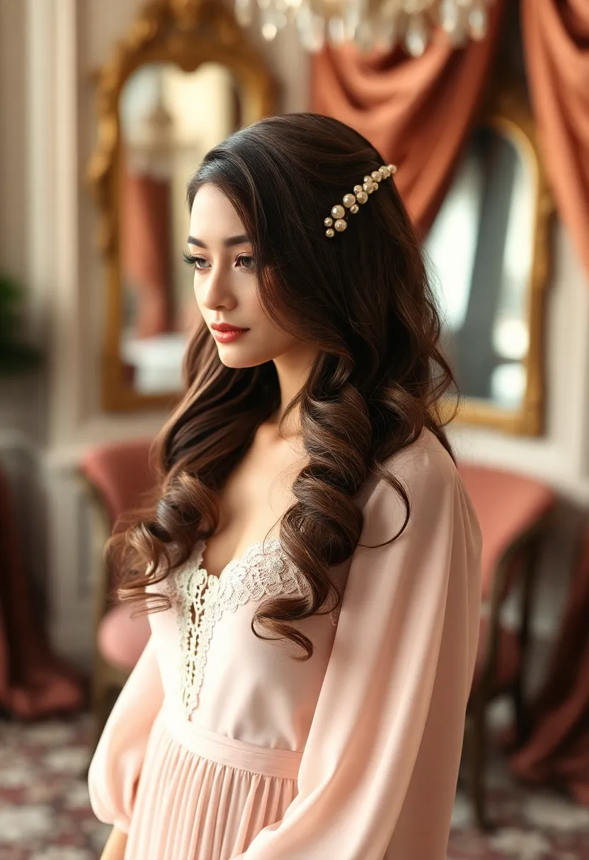 33 Beautiful Vintage-Inspired Wavy Hairstyles to Try - 25. Vintage Waves with Pearl Hairpins