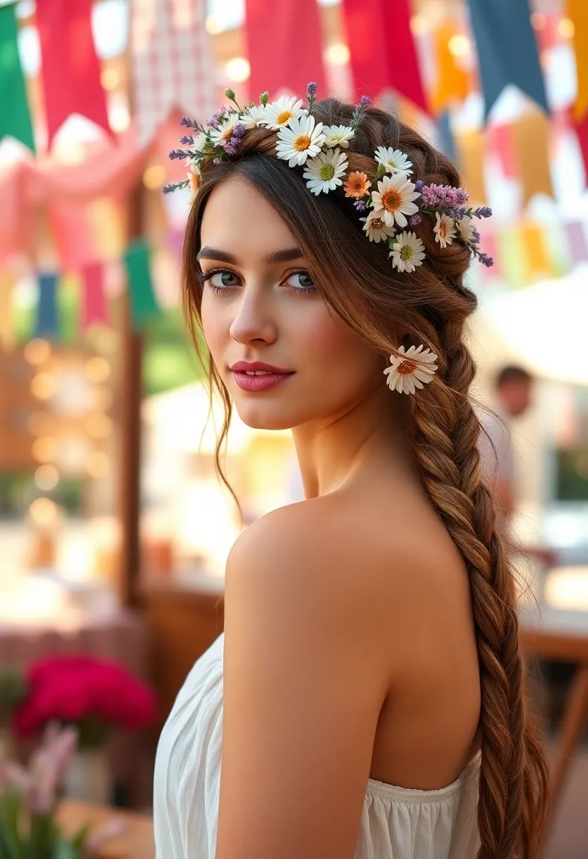 33 Hair Styles Half Up Half Down for Versatile Looks - 1. Bohemian Braided Crown