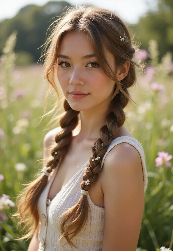 33 Hair Styles Long Hair Looks That Impress - 16. Double Braids