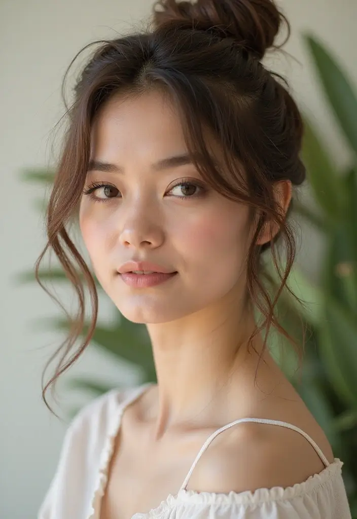 33 Hair Styles Long Hair Looks That Impress - 28. Textured Bun with Loose Strands