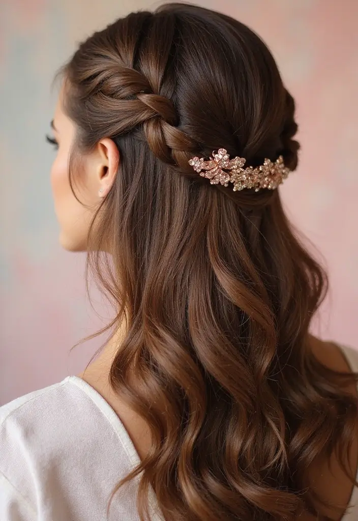 33 Hair Styles Long Hair Looks That Impress - 4. Half-Up Half-Down Twist