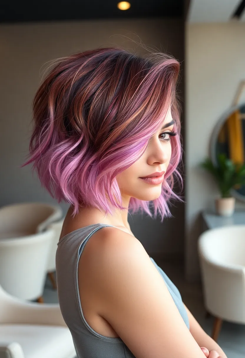 33 Haircut Ideas for Short Hair to Keep It Fun - 22. Wavy Pixie with Color Melting