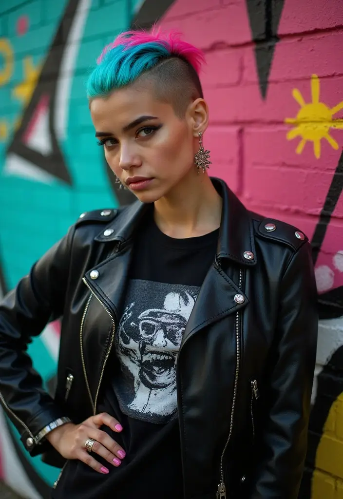 33 Haircut Ideas for Short Hair to Keep It Fun - 8. Short Undercut with Neon Colors