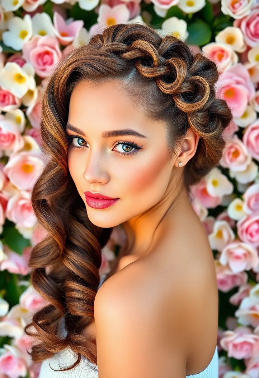 33 Haircuts for Round Face That Flatter Your Features - 16. Curly Halo Braid