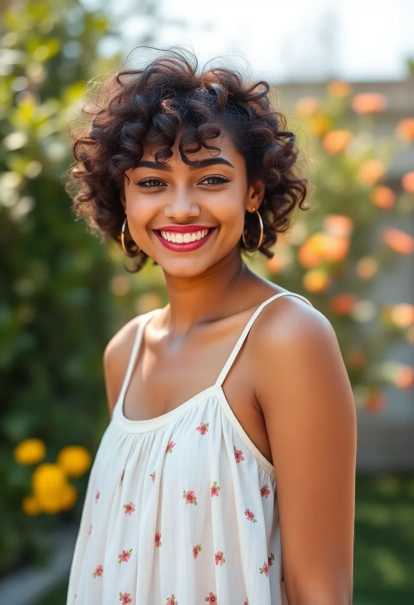 33 Haircuts for Round Face That Flatter Your Features - 21. Curly Textured Fringe