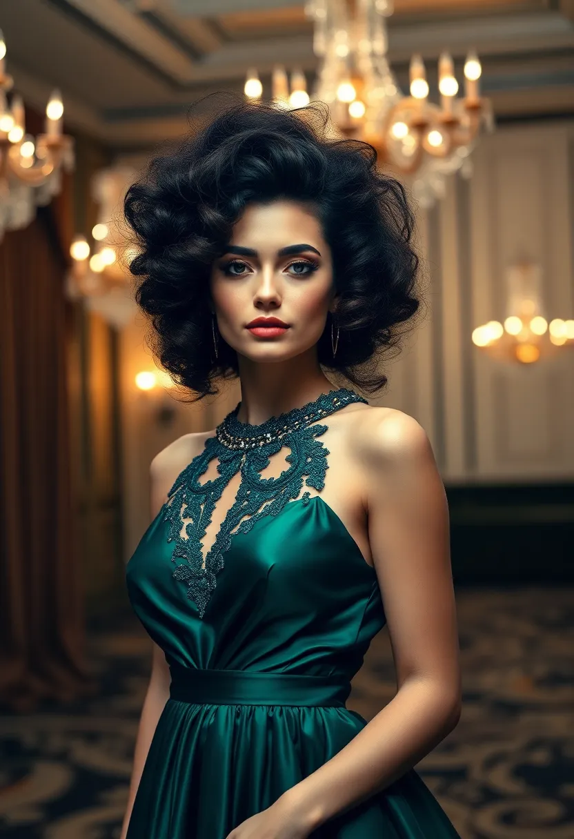 33 Haircuts for Round Face That Flatter Your Features - 7. Dramatic Curly Updo