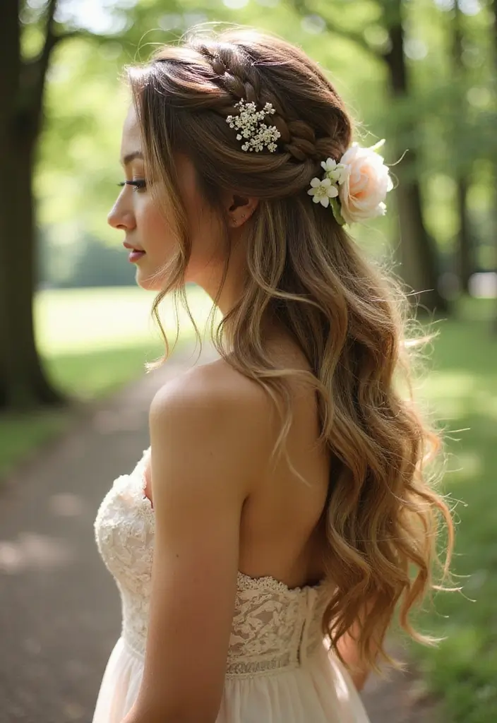 33 Haircuts for Thick Hair That Are Easy to Style - 14. Half-Up Half-Down Style