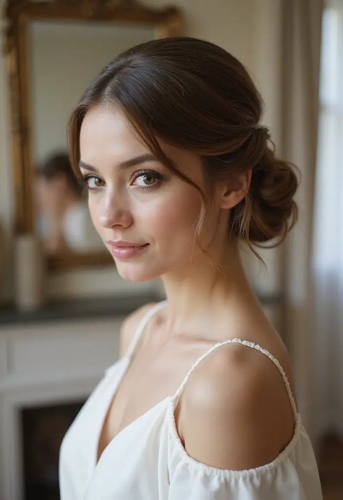33 Haircuts for Thick Hair That Are Easy to Style - 15. Low Bun with Face-Framing Layers