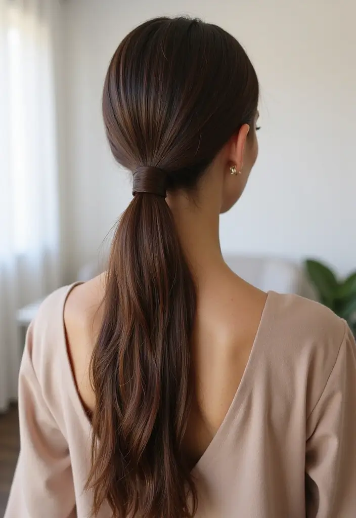 33 Haircuts for Thick Hair That Are Easy to Style - 19. Sleek Ponytail