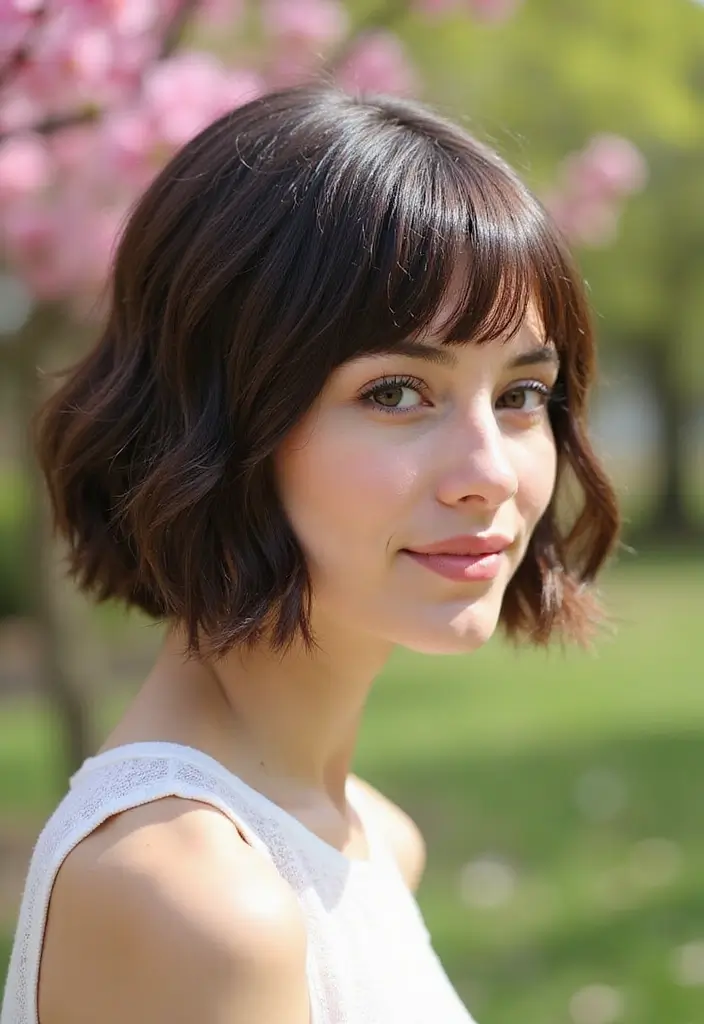 33 Haircuts for Thick Hair That Are Easy to Style - 7. Bob with Bangs