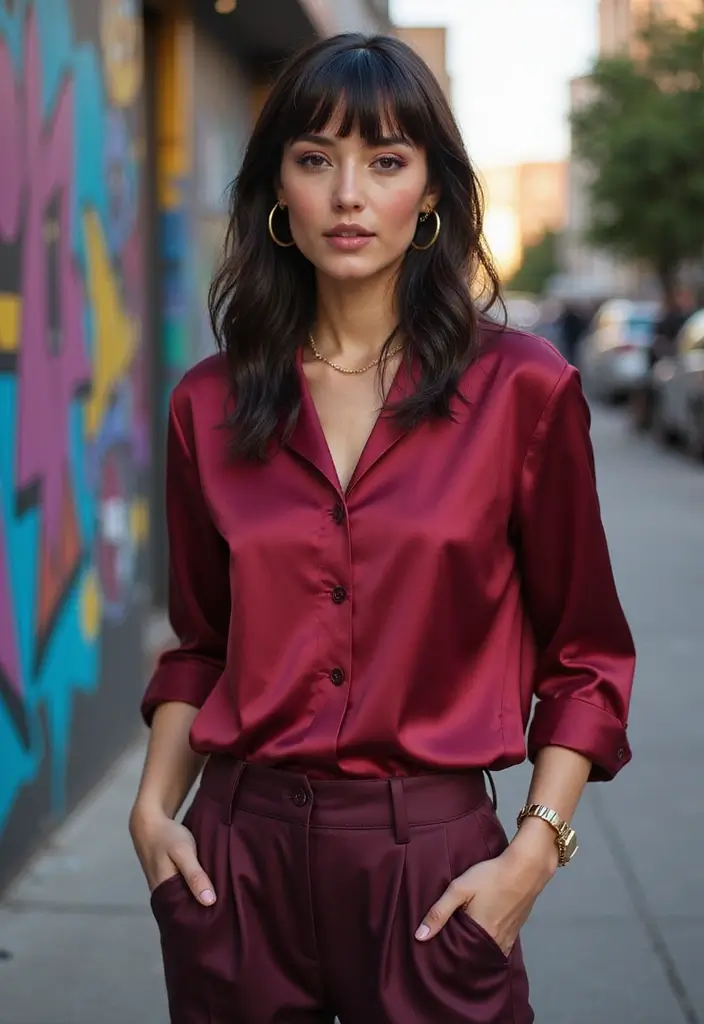 33 Haircuts for Thick Hair That Are Easy to Style - 8. Blunt Bangs with Long Layers