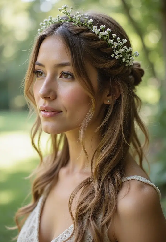 33 Hairstyles for Thin Hair Fine That Add Texture - 1. Loose Braided Crown