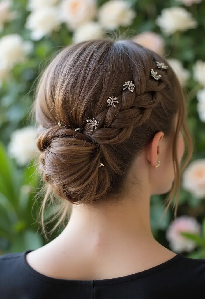 33 Hairstyles for Thin Hair Fine That Add Texture - 12. Braid and Bun Combo