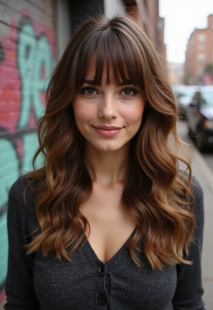 33 Hairstyles for Thin Hair Fine That Add Texture - 33. Textured Bangs with Loose Waves