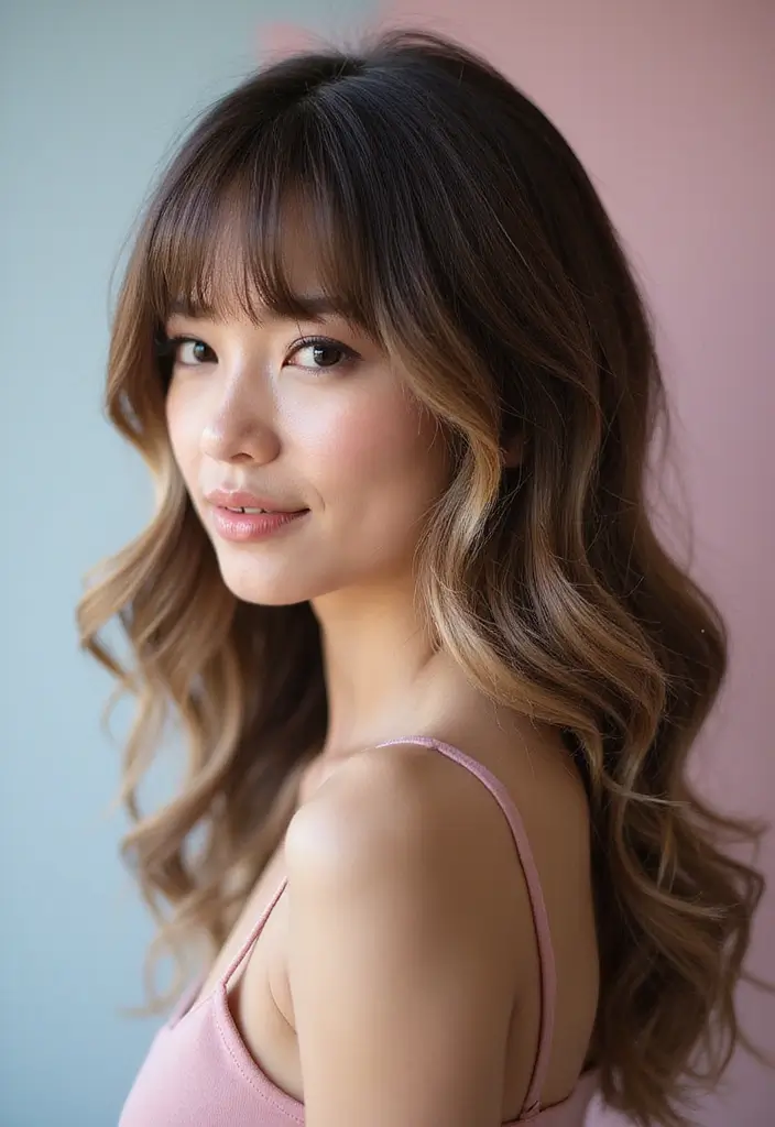 33 Layered Haircuts with Bangs That Are Trending - 11. The Trendy Curtain Bangs