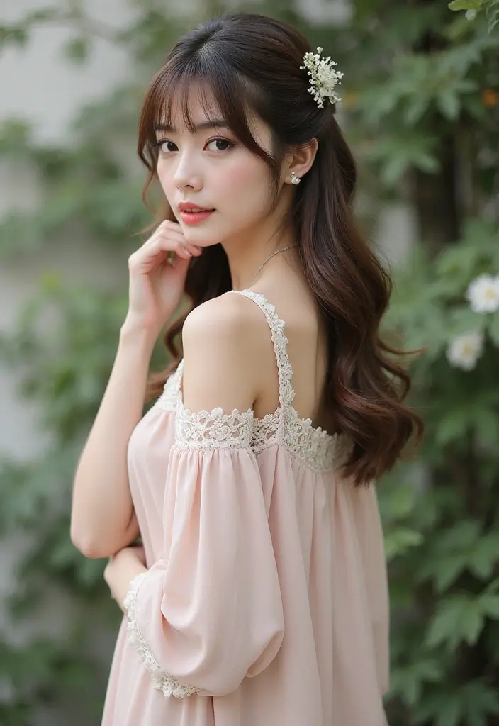 33 Layered Haircuts with Bangs That Are Trending - 18. The Layered Half-Up Style