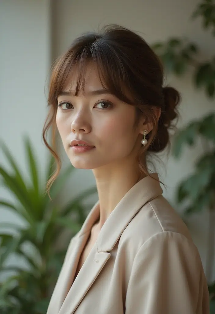 33 Layered Haircuts with Bangs That Are Trending - 21. The Chic Layered Updo
