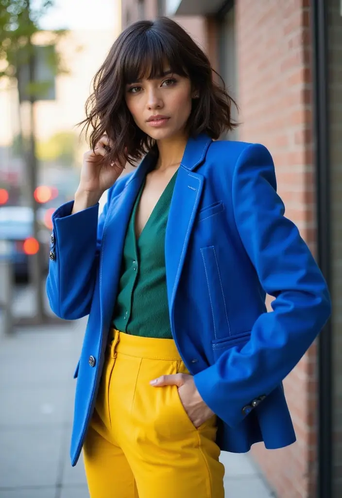 33 Layered Haircuts with Bangs That Are Trending - 22. The Bold Color and Cut