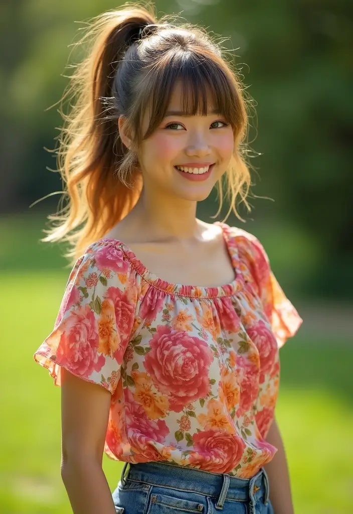 33 Layered Haircuts with Bangs That Are Trending - 23. The Playful Layered Ponytail