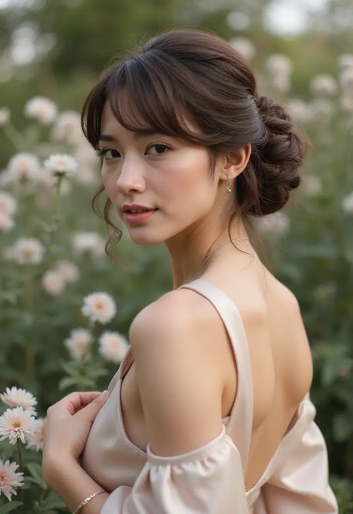 33 Layered Haircuts with Bangs That Are Trending - 30. The Layered Twisted Updo