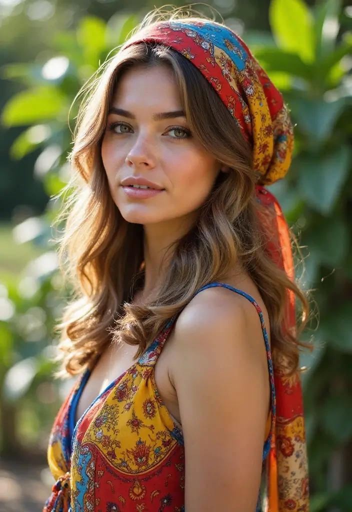 33 Layered Haircuts with Bangs That Are Trending - 33. The Layered Hair Scarf Look