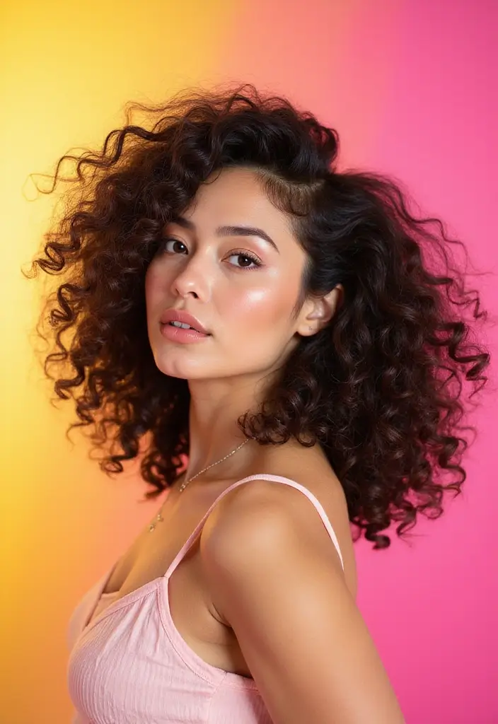33 Medium Length Hairstyles for Curly Hair That Shine - 12. Fluffy Curls