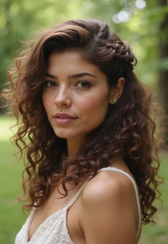 33 Medium Length Hairstyles for Curly Hair That Shine - 17. Curly Side Braid
