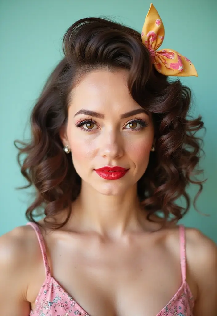 33 Medium Length Hairstyles for Curly Hair That Shine - 18. Curly Pin-Up Hairstyle