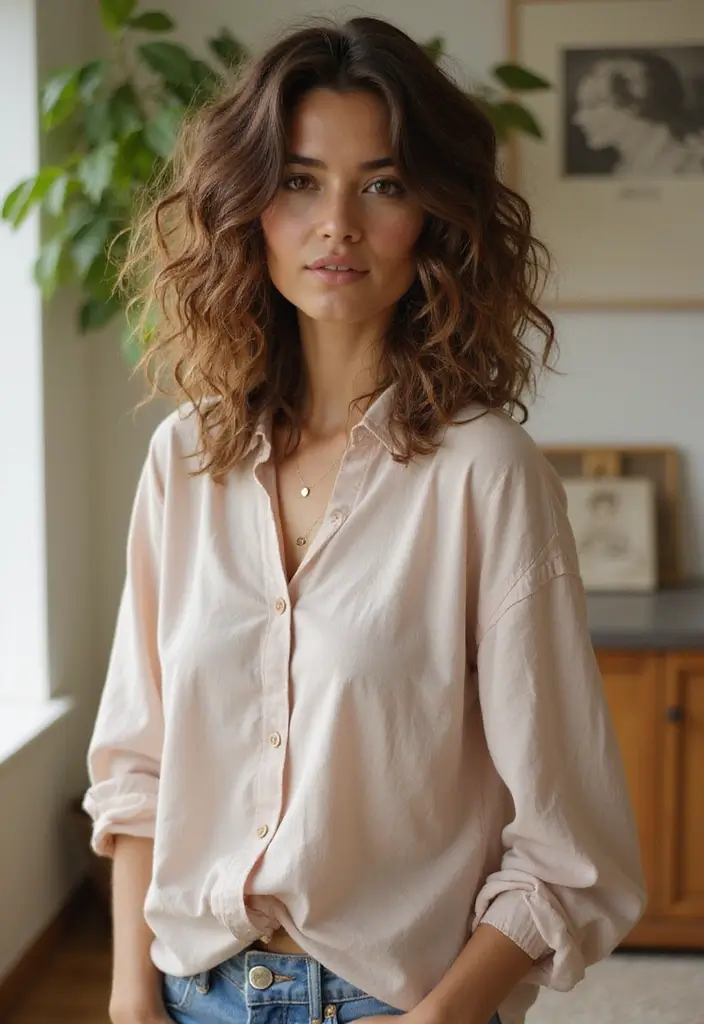 33 Medium Length Hairstyles for Curly Hair That Shine - 2. Layered Curly Shag