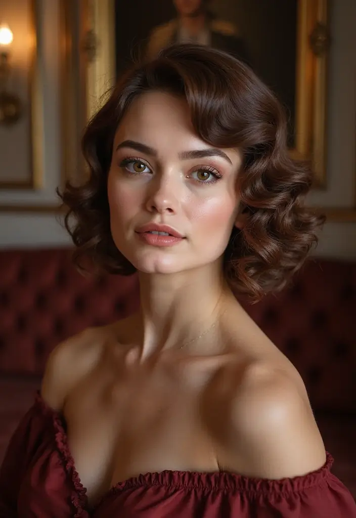 33 Medium Length Hairstyles for Curly Hair That Shine - 25. Vintage Roll Curls