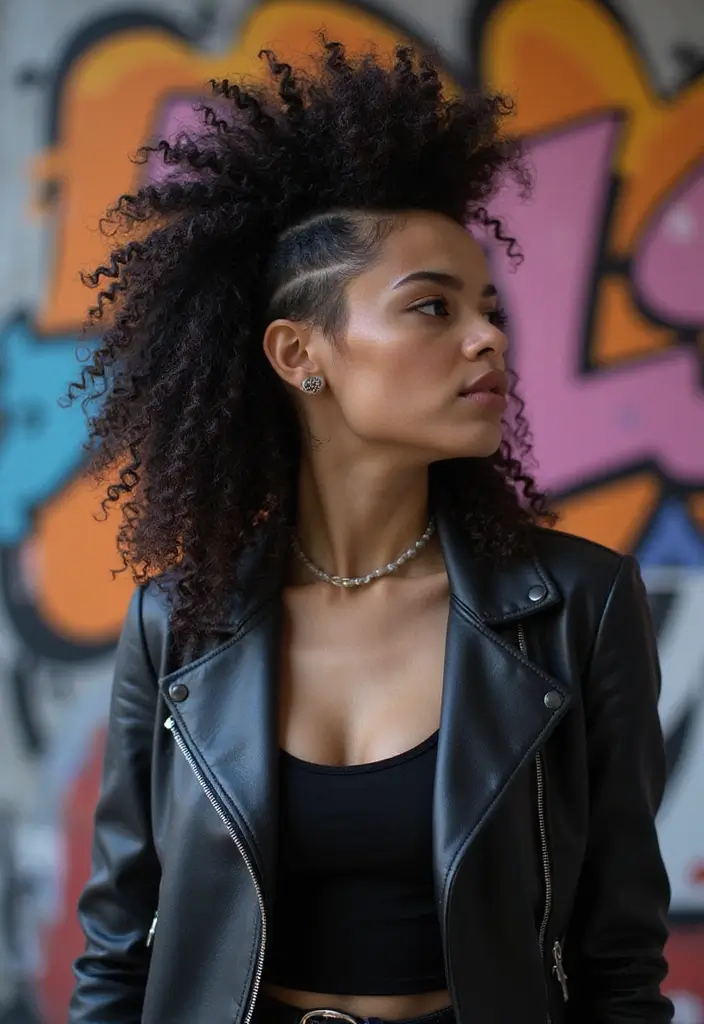 33 Medium Length Hairstyles for Curly Hair That Shine - 26. Curly Mohawk