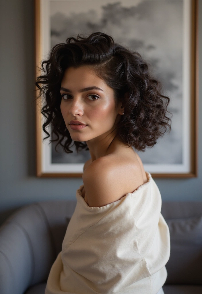 33 Medium Length Hairstyles for Curly Hair That Shine - 30. Curly Sleek Back