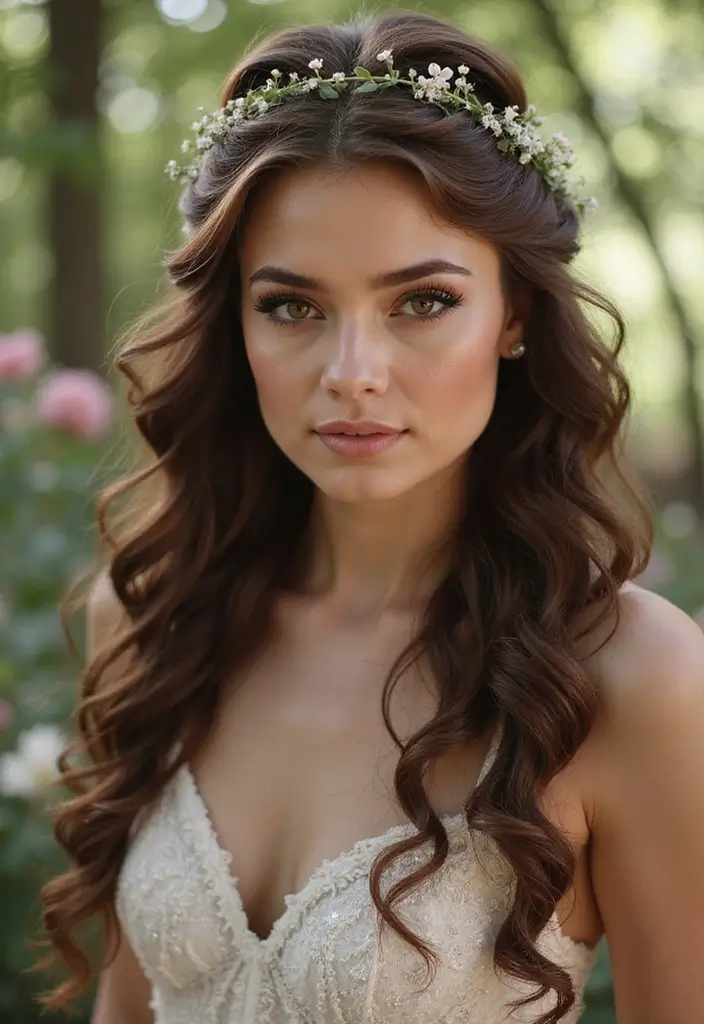 33 Medium Length Hairstyles for Curly Hair That Shine - 32. Curly Braided Crown