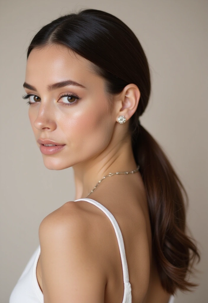 33 Medium Length Hairstyles for Thin Hair That Add Body - 13. Sleek Low Ponytail