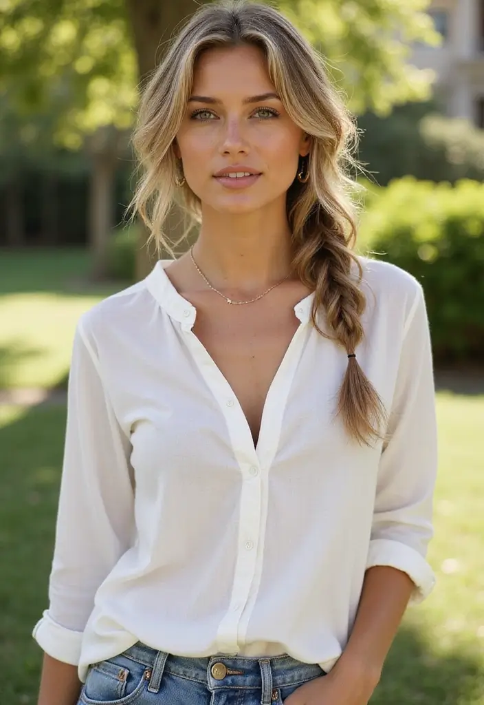 33 Medium Length Hairstyles for Thin Hair That Add Body - 19. Messy Side Braid