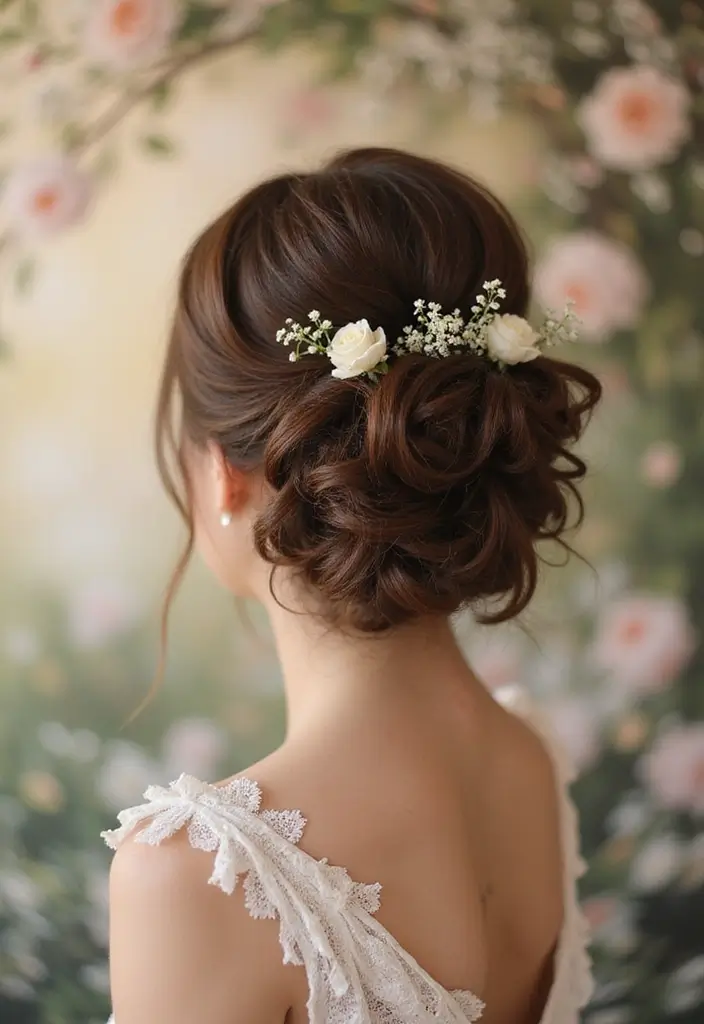 33 Medium Length Hairstyles for Thin Hair That Add Body - 24. Soft Curly Updo