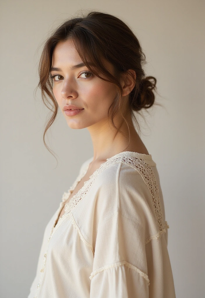 33 Medium Length Hairstyles for Thin Hair That Add Body - 28. Low Messy Bun with Texture