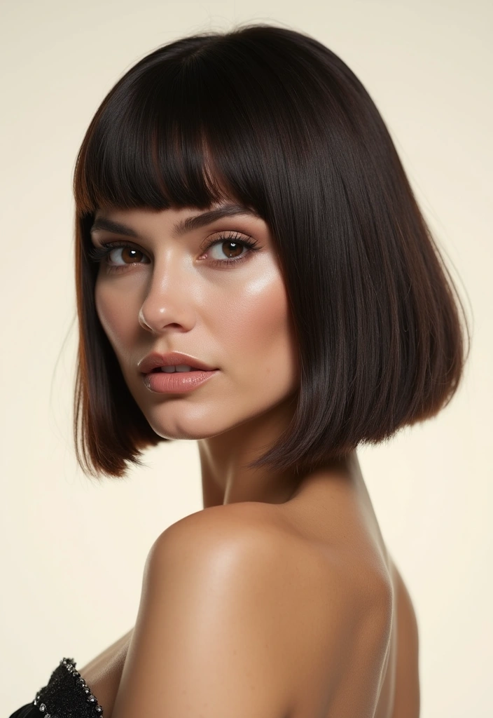 33 Medium Length Hairstyles for Thin Hair That Add Body - 3. Blunt Cut with Bangs