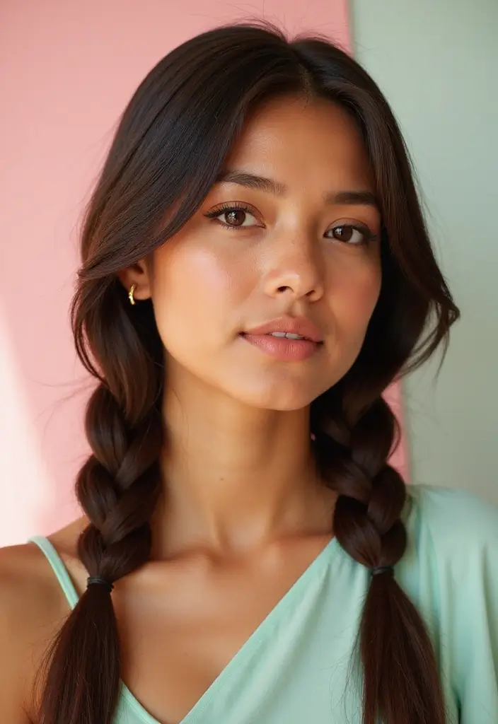 33 Stunning Hair Styles Straight Hair Looks to Try - 16. Straight Double Braids